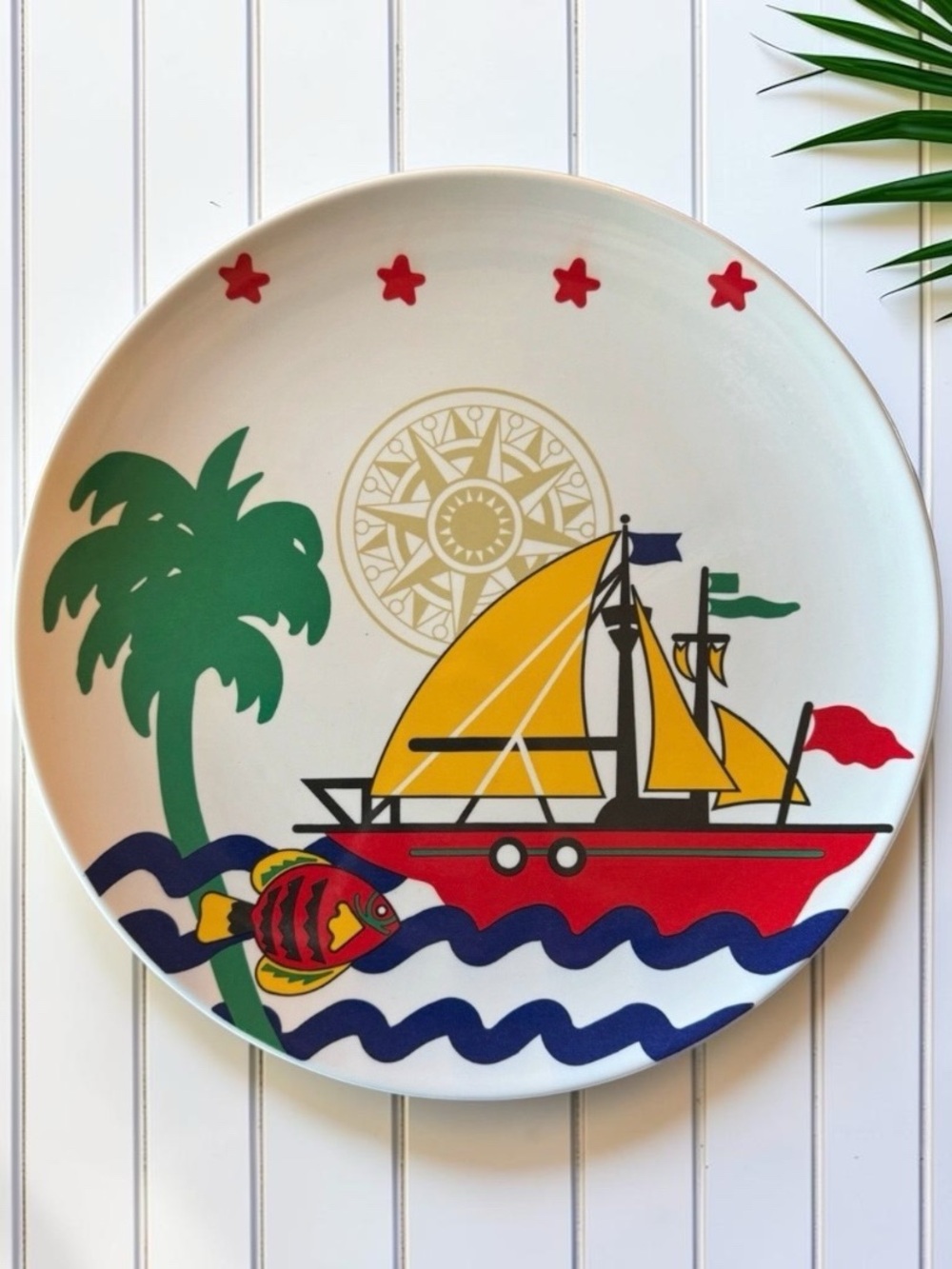 VINTAGE Taipro Melamine Sailboat Ocean Platter Plate